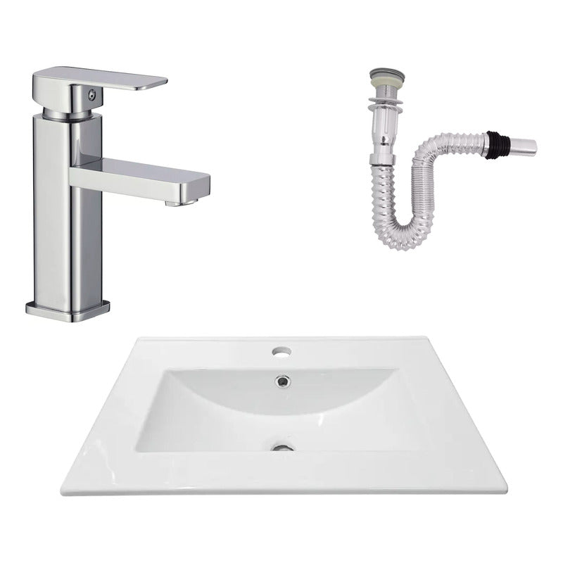 Kit Placa Lavamanos 61*40cm+griferia Monocontrol+push Flex27