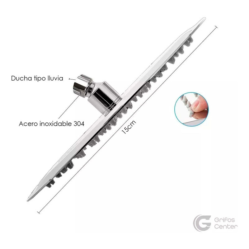 Kit Ducha Redonda15cm+tubo+mezclador Ducha + Manijas Piatta