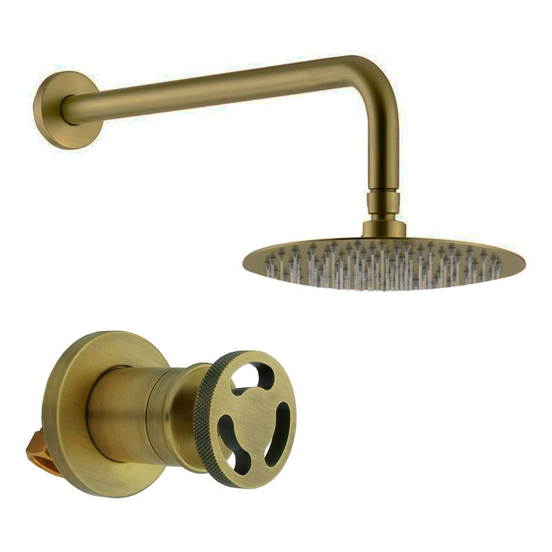Kit Ducha Bronce Antiguo + Registro Manija Industry Vintage