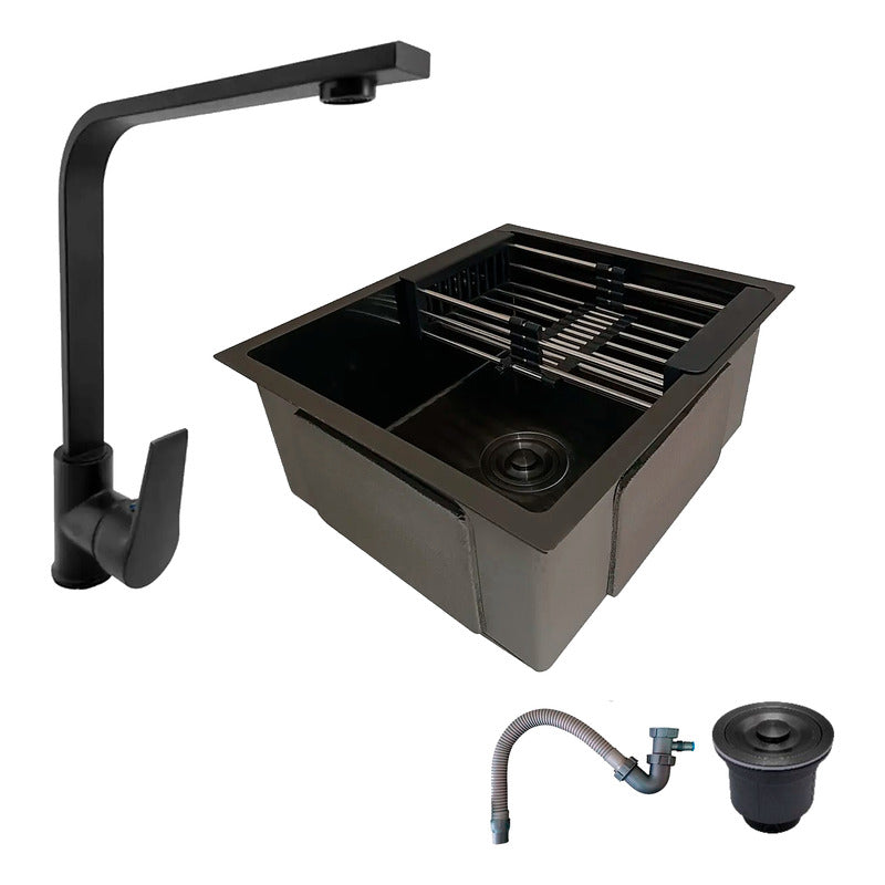 Combo Lavaplatos 51*45cm+griferia Lvp Negra Notte+ Accesorio