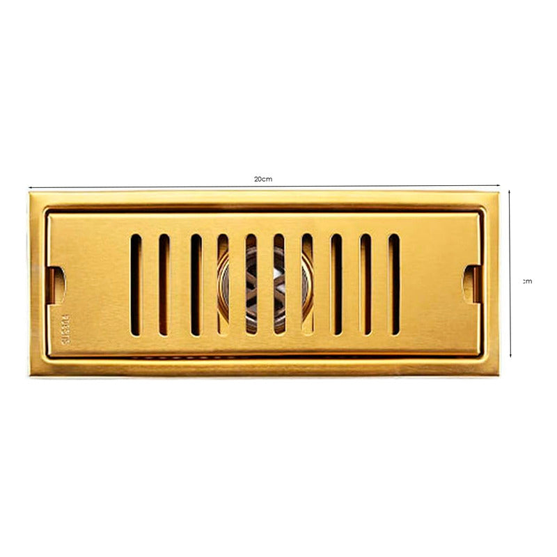 Rejilla De Piso Ranurada Oro Cepillado 20*10cm