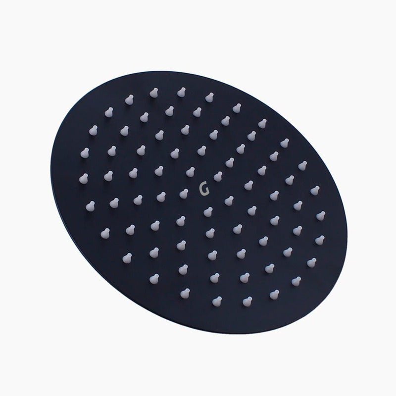 Ducha Regadera Metálica Redonda 20 Cms-negra Incluye Tubo
