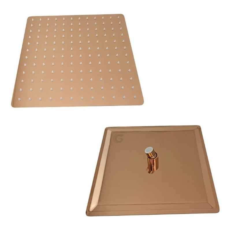 Kit De Ducha 20 X20 Cm + Tubo 40cm + Monocontrol Rosa Vintag