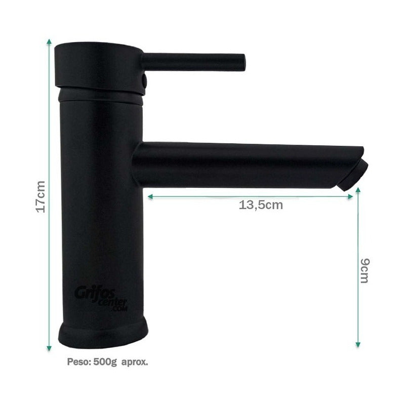Grifería Monocontrol Lavamanos Baja Cuello Recto Corto Negro