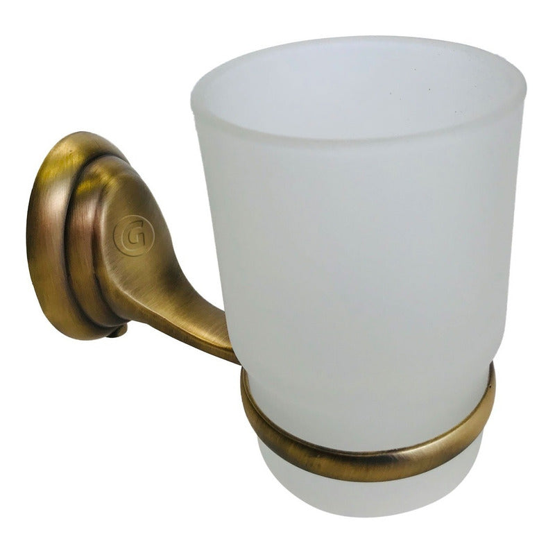 Soporte + Cepillera Acero Vintage Acabado Bronce Antiguo