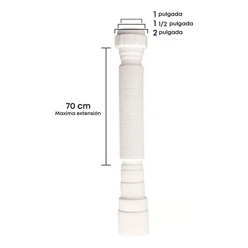 Sifón Flexible Blanco Multiusos Lavaplatos O Lavamanos