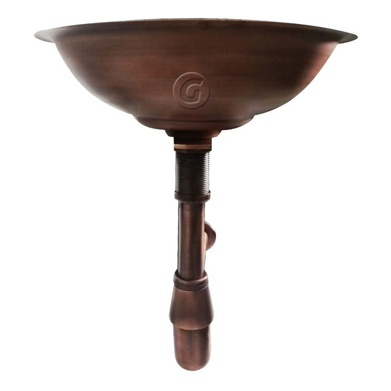 Desague Con Sifon Para Lavamanos En Cobre Antiguo