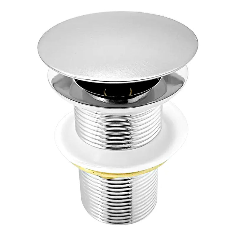 Desague De Push Para Lavamanos Sin Rebose En Zinc 9cm