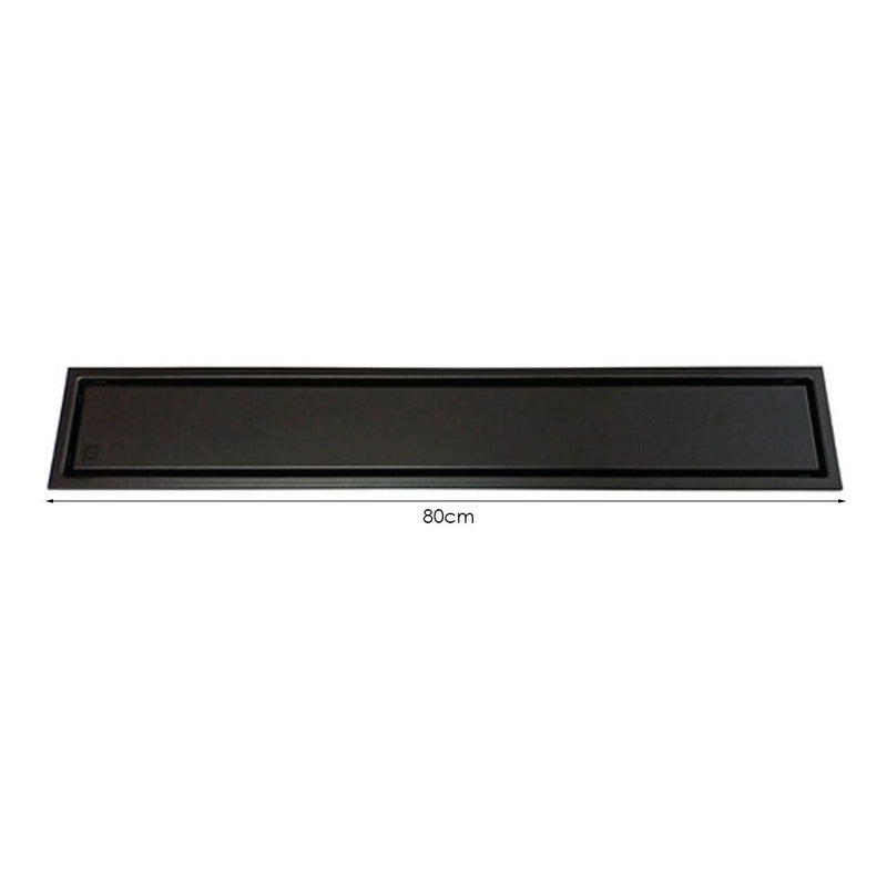 Rejilla Piso Rectangular Invisible De 80cm X 10cm Negro Mate