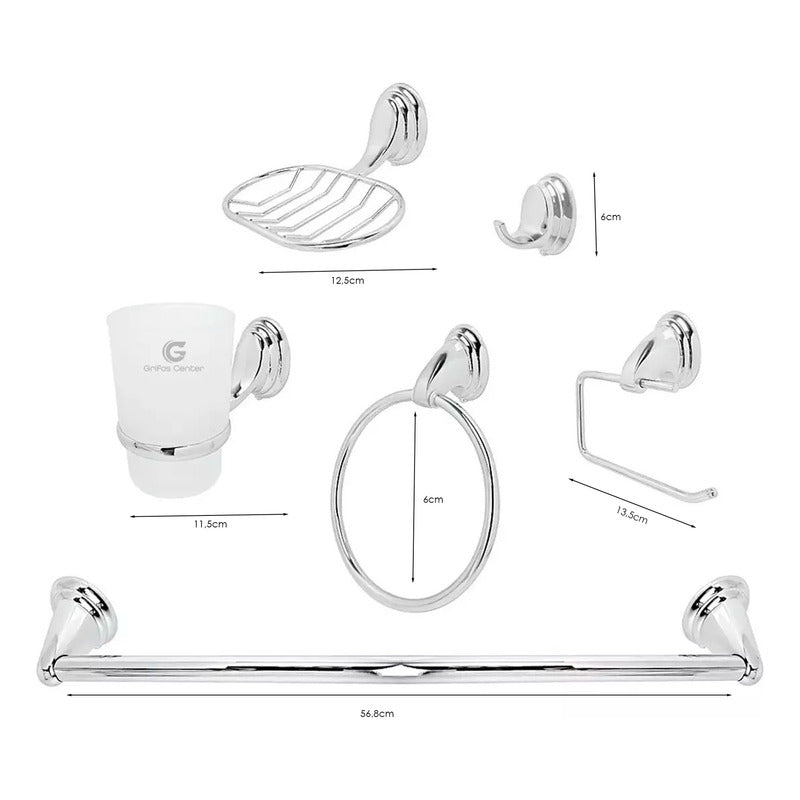 Juego De Accesorios Para Baño Plateado Brillante