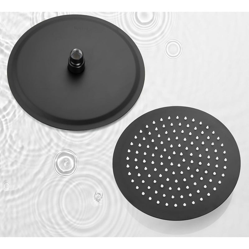 Regadera Ducha Negro Mate Redonda 12 Pulgadas