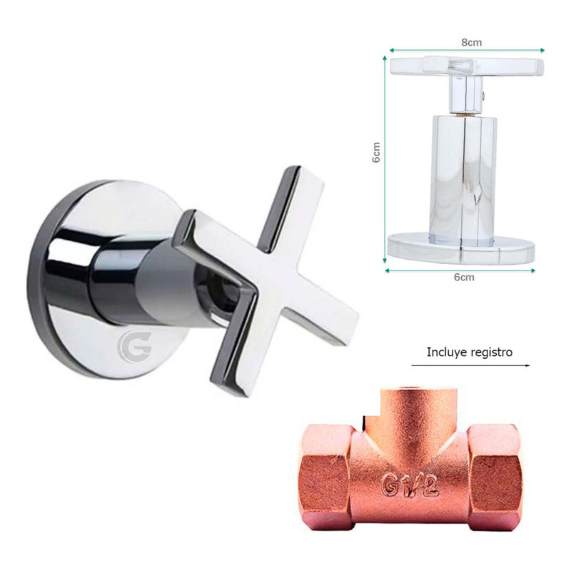 Kit Ducha Redonda 15cm + Tubo + Manija Registro A.fria Wing