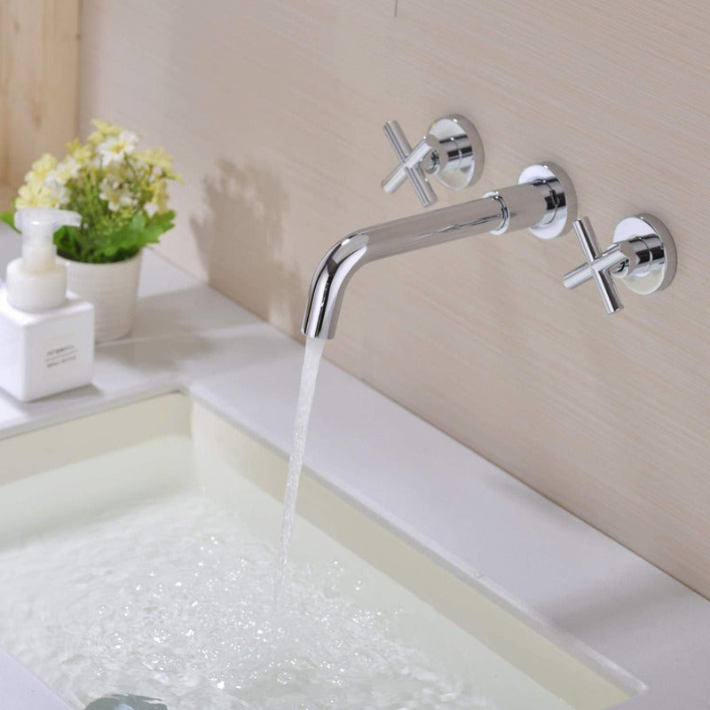 Griferia Mezclador Lavamanos Pared 8 Pulgadas Cromo