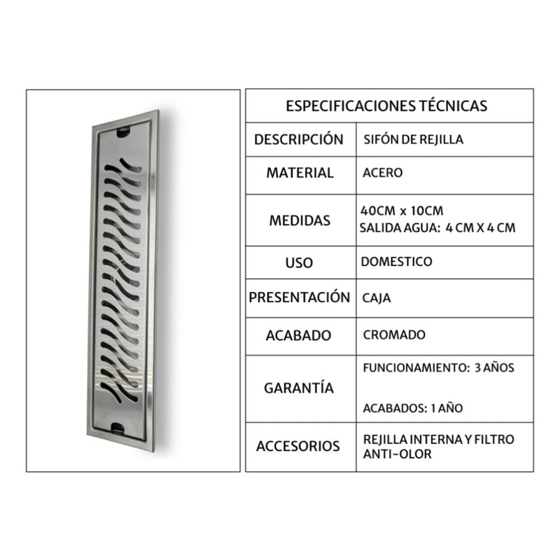 Rejilla De Piso Ranurada De 40cm