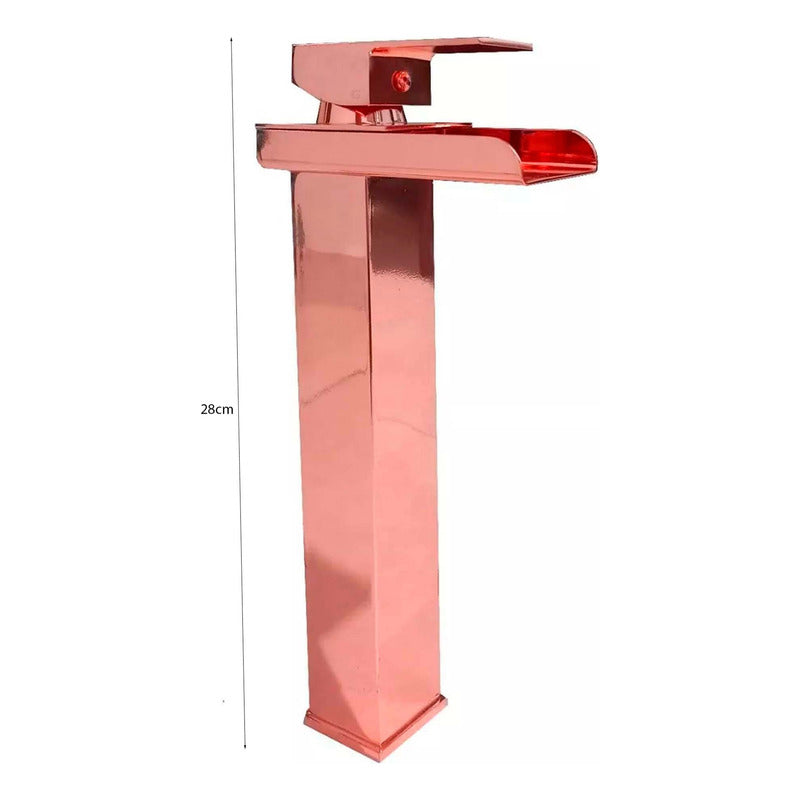 Grifería Monocontrol Lavamanos Cascada Alta Oro Rosa