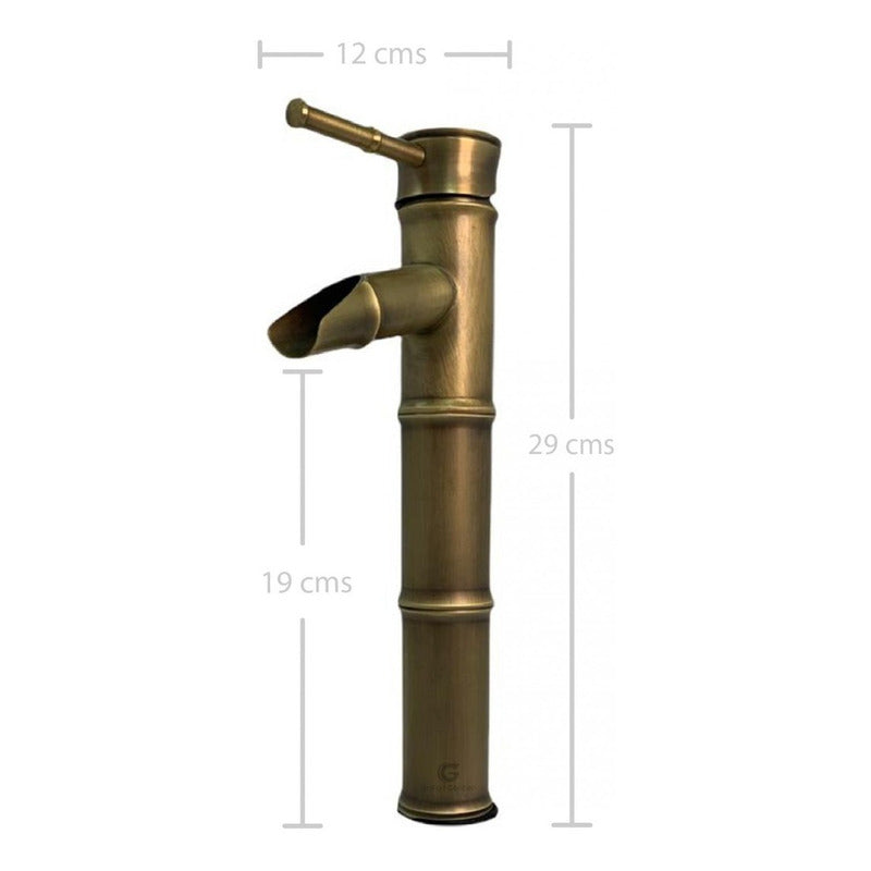 Griferia Monocontrol Lavamanos Bambu Alta Bronce Antiguo