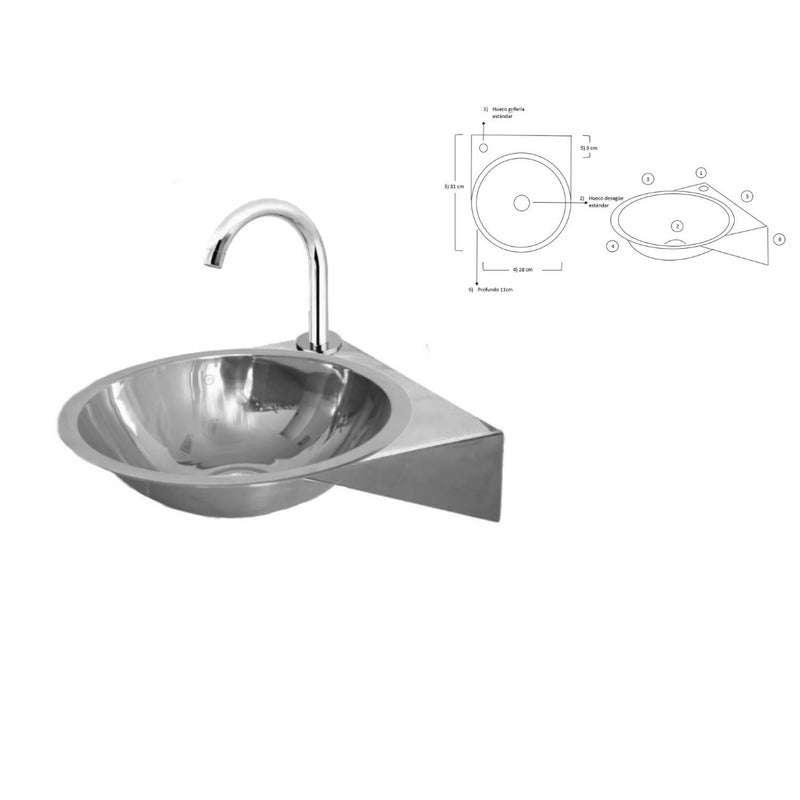 Lavamanos Para Valvula Llave Pedal En Acero 32x34