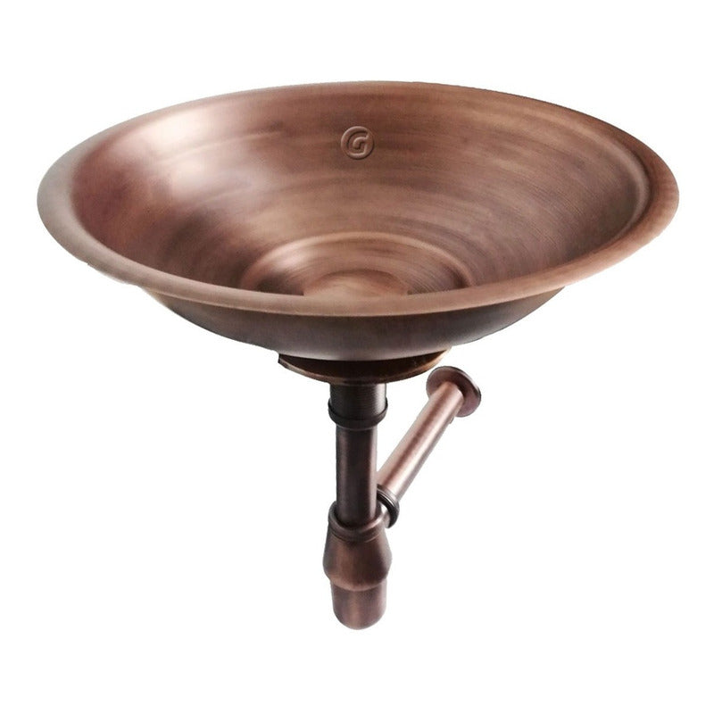 Lavamanos Vintage 40cm Cobre Antiguo + Desagüe Y Sifón