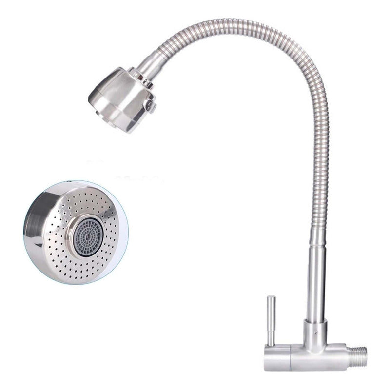 Grifería Agua Fría Pared Flexible Acero 304
