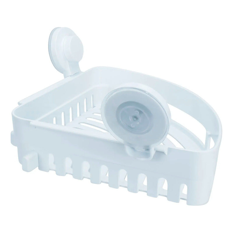 Repisa Organizadora Ventosa Baño Con Toallero Color Blanco