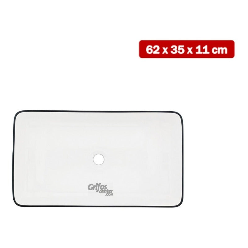 Lavamanos Blanco Rectangular Borde Negro 60*35