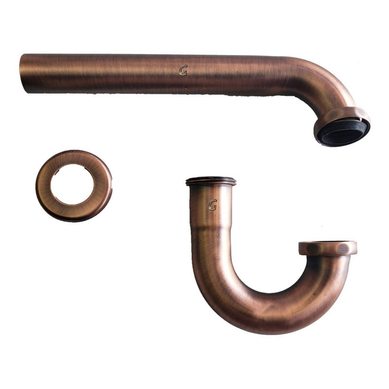Kit Sifón Lavamanos + Desagüe Lavamanos Cobre Antiguo