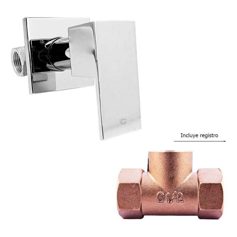 Kit Ducha Cuadrada 20cm + Tubo + Manija Registro A.fria Mig