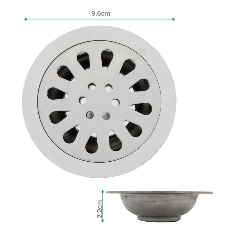 Rejilla Circular Para Piso En Acero Inoxidable 10cm