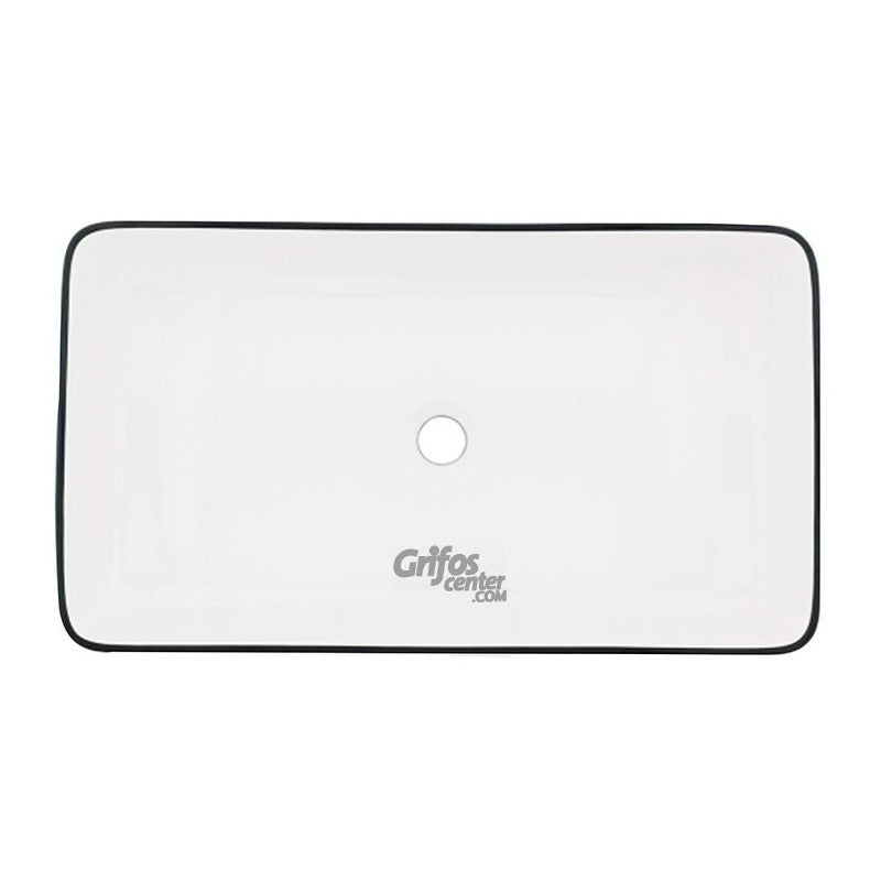 Lavamanos Blanco Rectangular Borde Negro 60*35