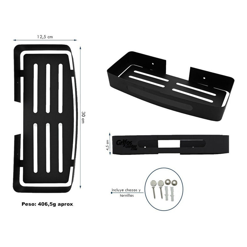 Repisa Para Baño Rectangular Negra