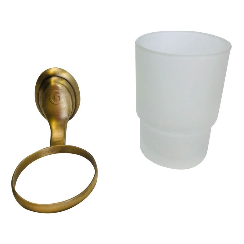 Soporte + Cepillera Acero Vintage Acabado Bronce Antiguo