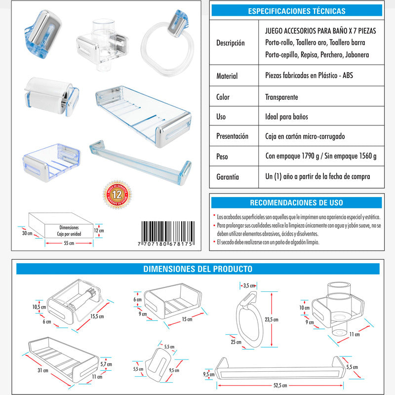Juego De Accesorios Para Baño Abs X7 Piezas