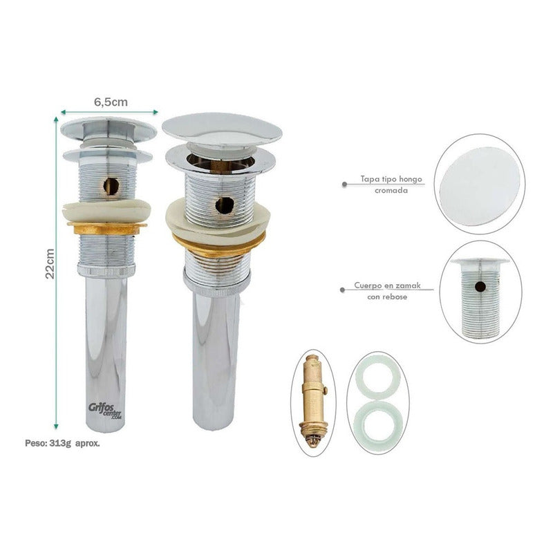 Desagüe De Push Con Rebose En Bronce