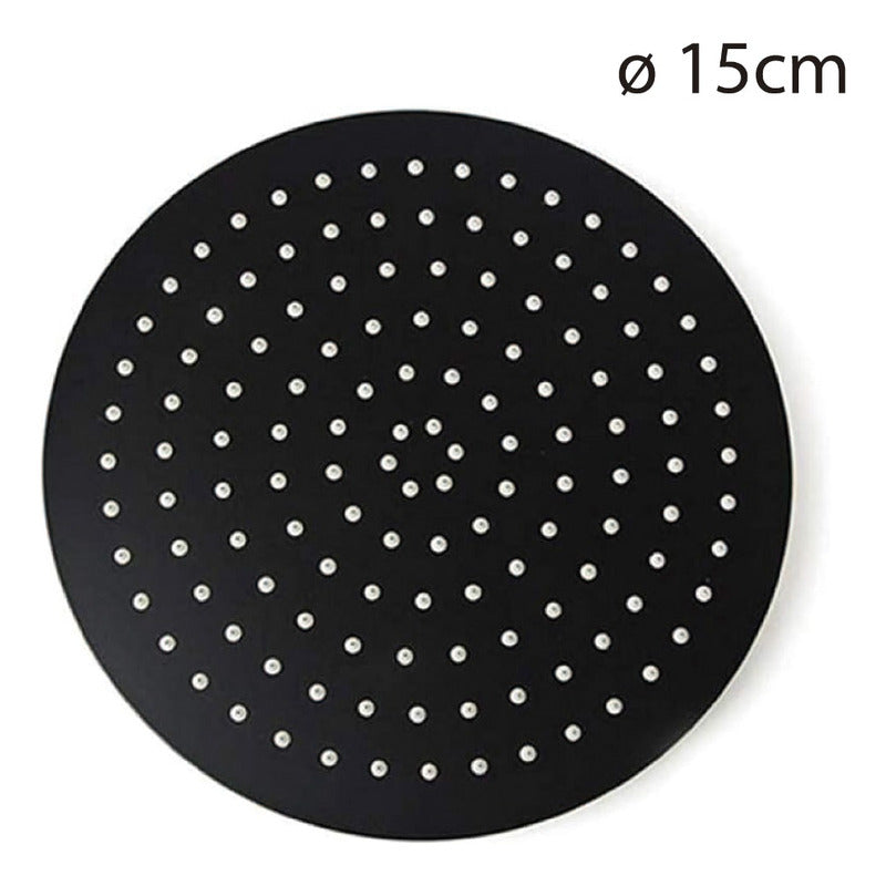 Kit Ducha 15cm +griferia Agua Fria+monocontrol Redondo Negro