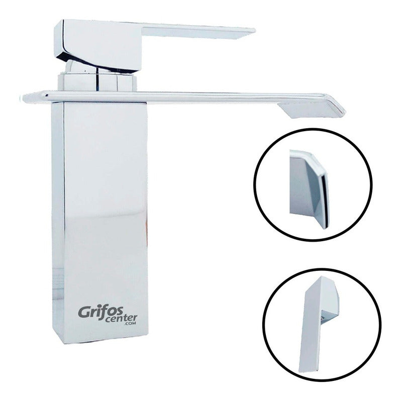 Grifería Lavamanos Monocontrol Bajo Tipo Cascada Pico Plano