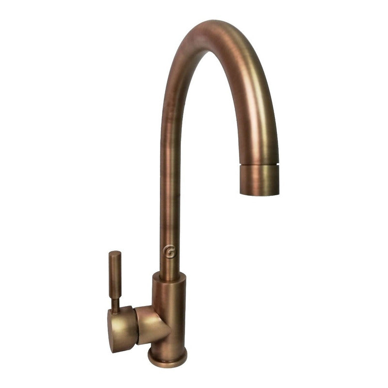 Griferia Monocontrol Cuello Curvo Bronce Antiguo