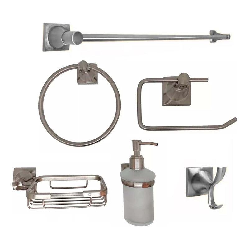Juego De Accesorios Para Baño X6 Piezas Xcaret Gris