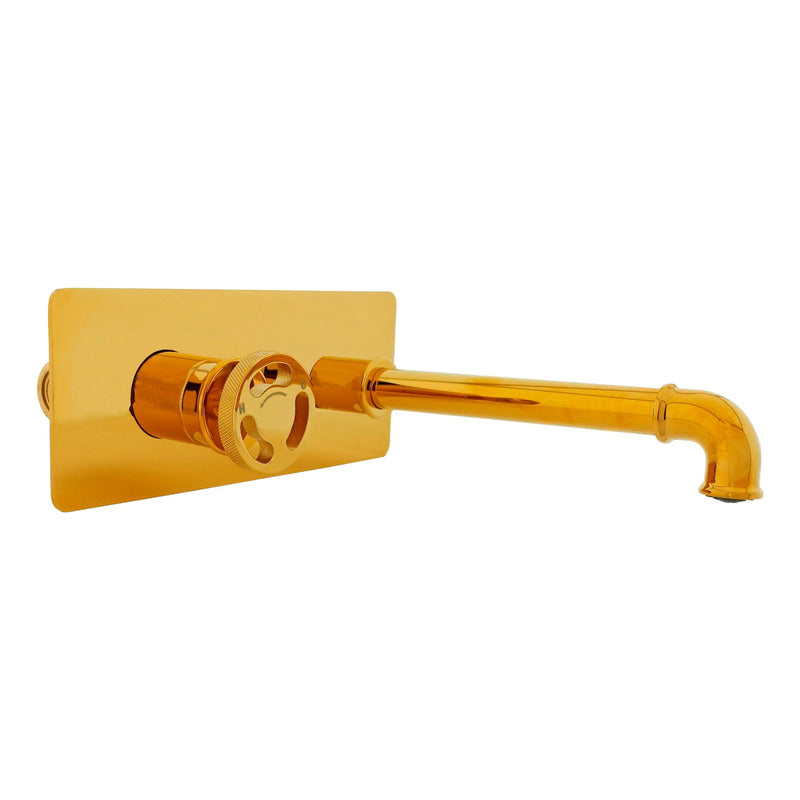 Griferia Lavamanos De Pared Industry Gold Vintage