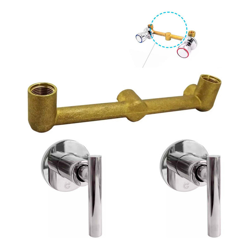 Kit Ducha 15cm Tubo + Mezclador Ducha + Manijas Mucca
