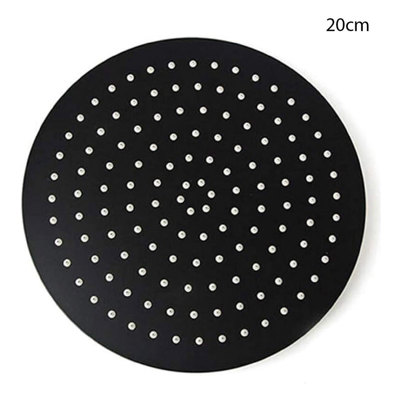 Regadera Ducha Redonda Negro Mate 8puLG (20cm) + Tubo