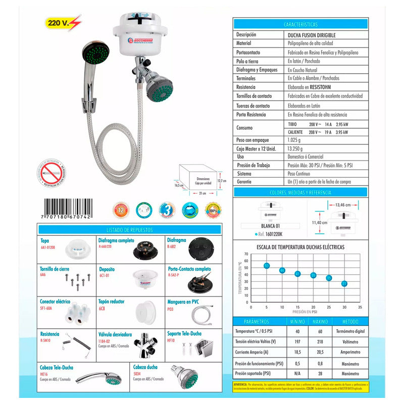Ducha Eléctrica Salón De Belleza Con Teleducha Negra Dirigib