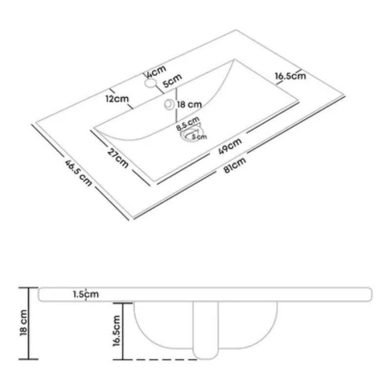 Kit Placa Lavamanos 81*46.5cm+griferia Agua Fria+push Flex.8