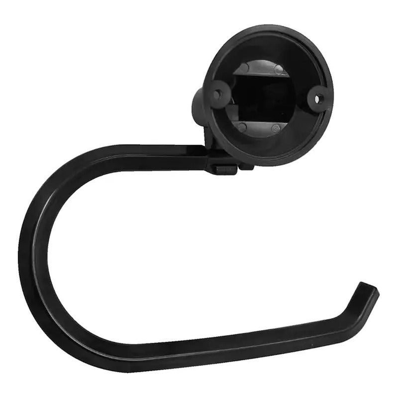 Portarrollo Para Baño (papelera) Base Redonda Negro Abs