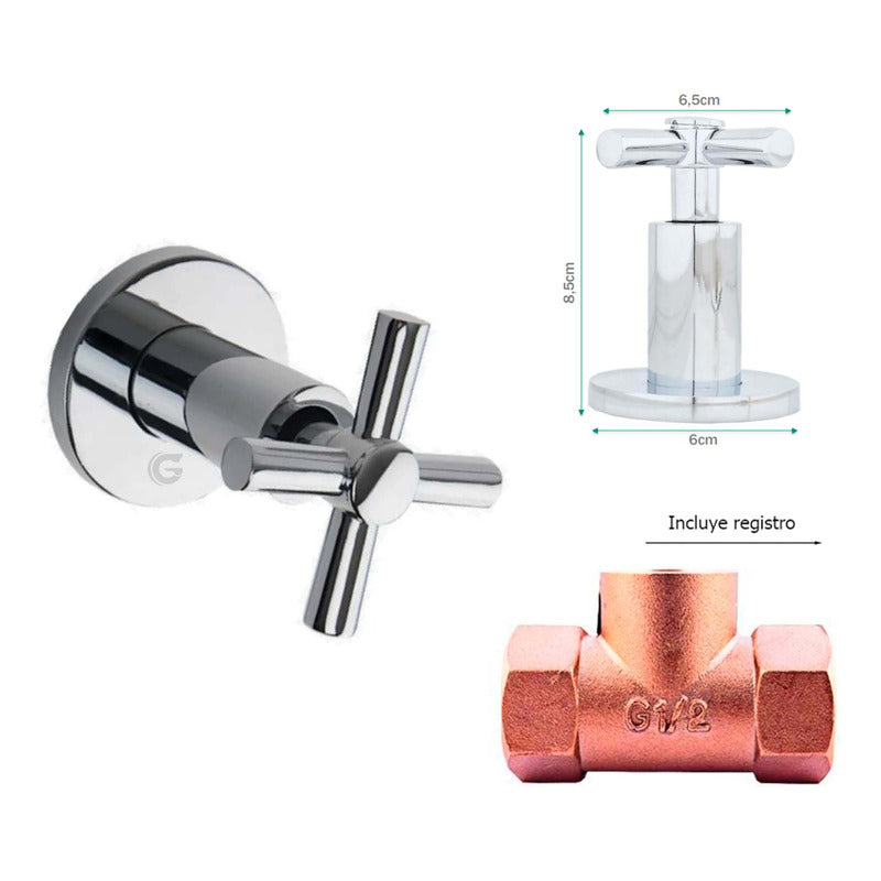 Kit Ducha Redonda 15cm + Tubo + Manija Registro A.fria Timón