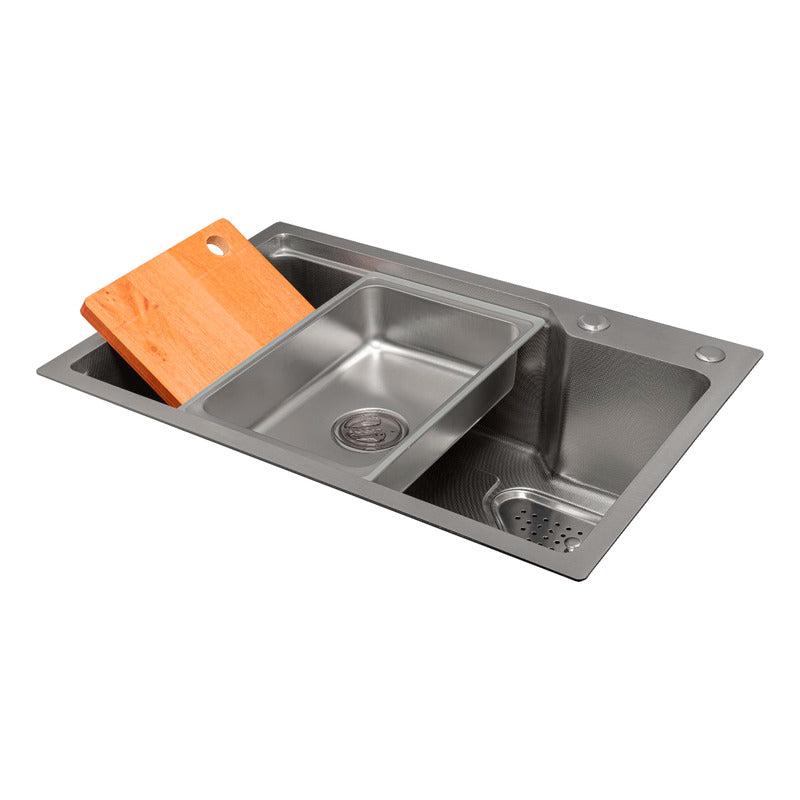 Lavaplatos Acero Plateado Sistema De Riel 68x45cm+accesorios