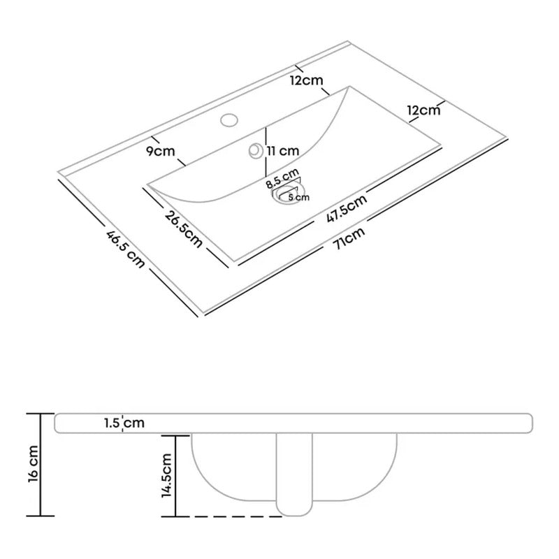 Combo Placa Lavamanos 71*46,5cm+grifo Agua Fria+push Oro1