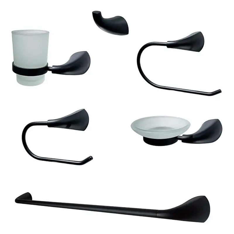 Accesorios Para Baño Negro Mate Izmir X 6 Piezas