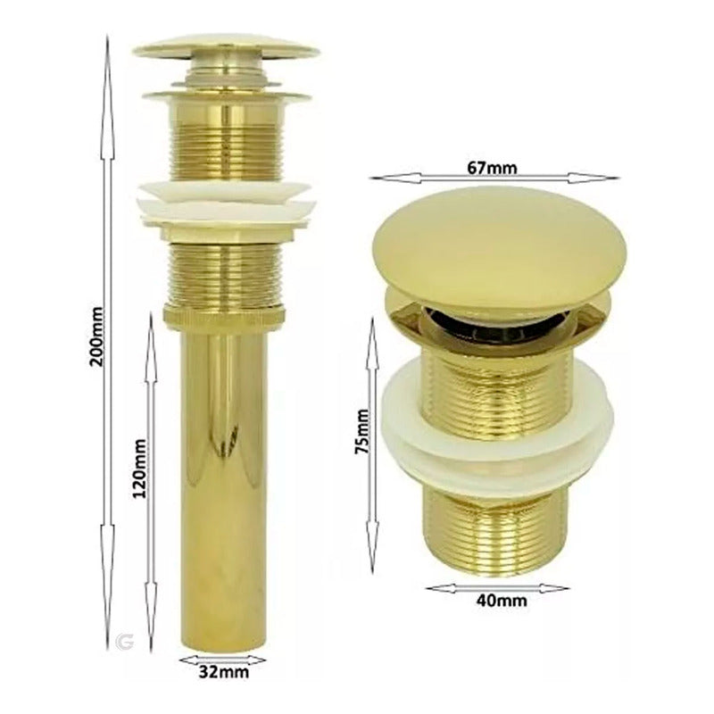Combo Lavamanos Cuadrado+griferia Monoc.+push+sifon Oro Cep2