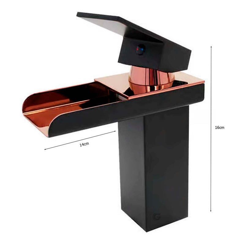 Grifería Monocontrol Lavamanos Baja Cascada Negro/rosa Vinta