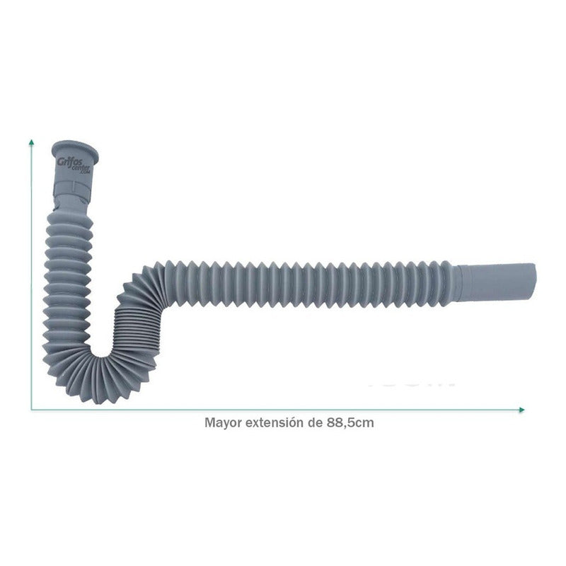 Sifón Flexible Para Lavamanos Plástico Gris